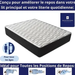 Matelas Mousse 135x190 Cesar, Ferme, Réversible, Côté Été/hiver, H30 Cm><noscript><img data-lazyloaded=