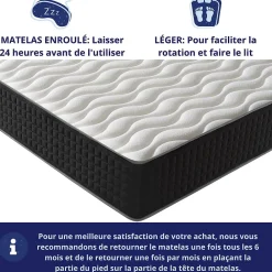 Matelas Mousse 135x190 Cesar, Ferme, Réversible, Côté Été/hiver, H30 Cm><noscript><img data-lazyloaded=
