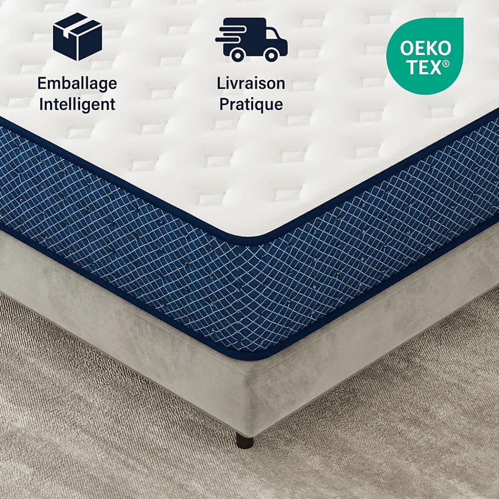 Matelas mousse 160x200 cm, epaisseur 30 cm Ferme 7 zones de confort en mousse, Réversible Soutien Parfait>Teeno Outlet