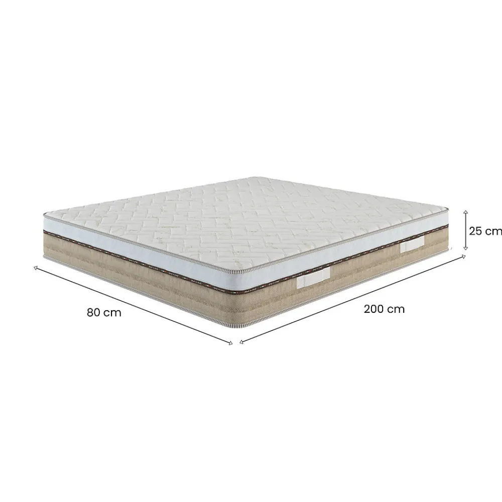 Matelas mousse 80x200 cm accueil dynamique soutien moelleux epaisseur 25 cm housse de matelas>Talamo Italia