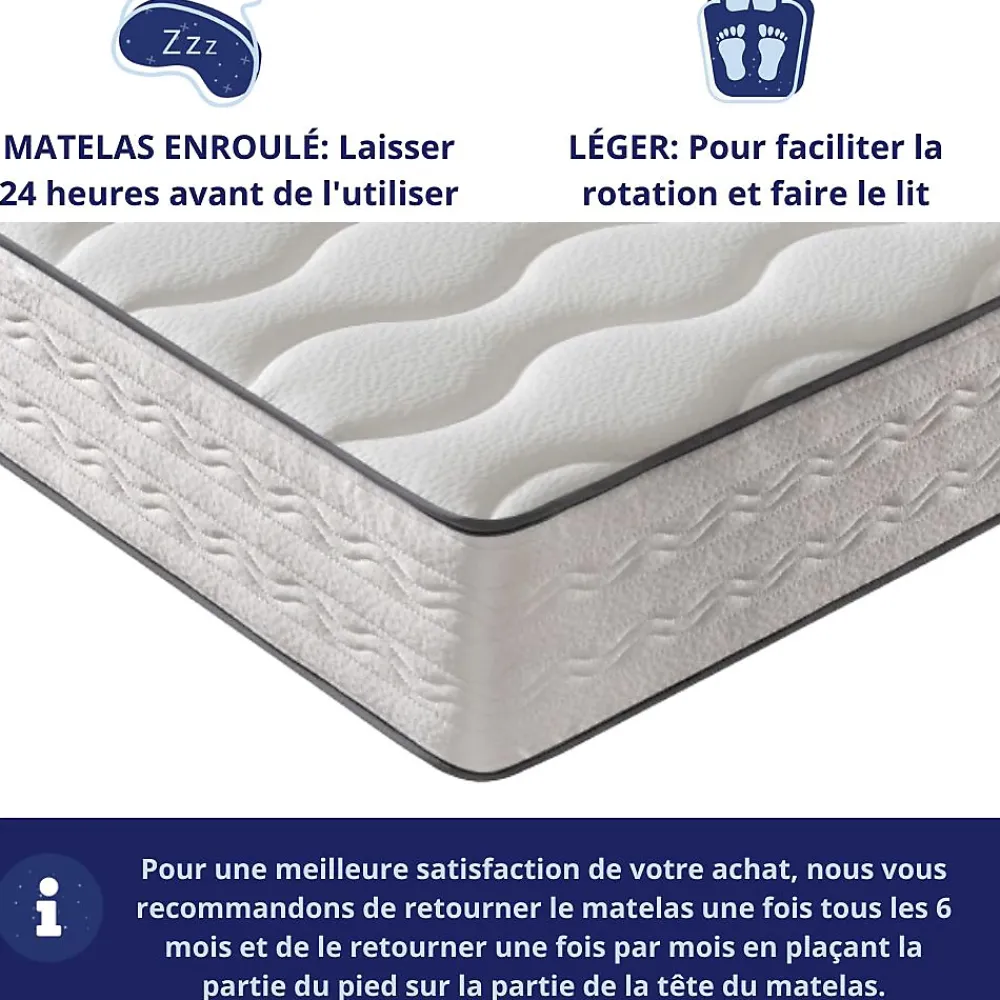Dagostino Home Matelas Mousse 140x190 Firenza, Ferme, Réversible, Côté Été/hiver, H25 Cm* Matelas