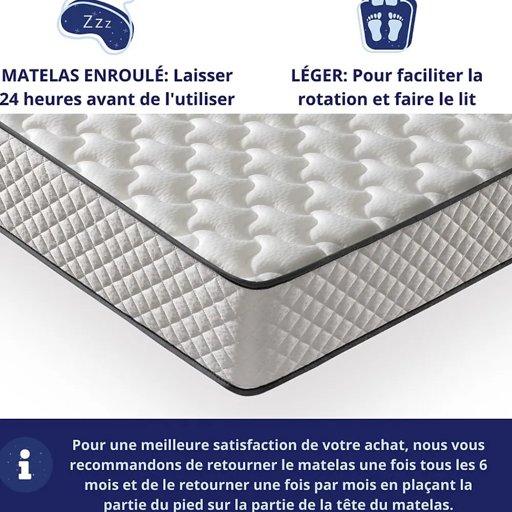 Matelas Mousse 140x200 Florida, Ferme, Réversible, Côté Été/hiver, H20 Cm>Dagostino Home Online