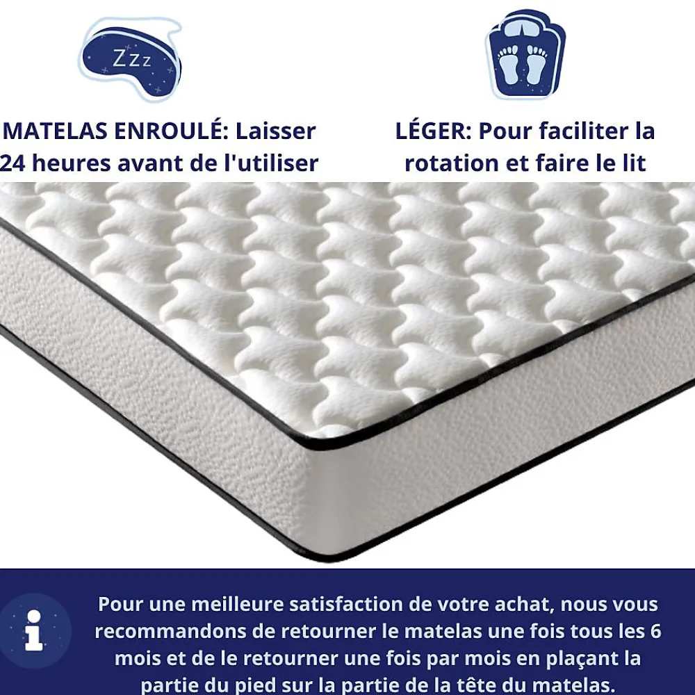 Matelas Mousse 80x200 New York, Ferme, Réversible, Côté Été/hiver, H15 Cm>Dagostino Home Hot