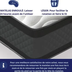 Matelas Mousse 180x200 Onyx, Ferme, Réversible, Côté Été/hiver, H20 Cm><noscript><img width=