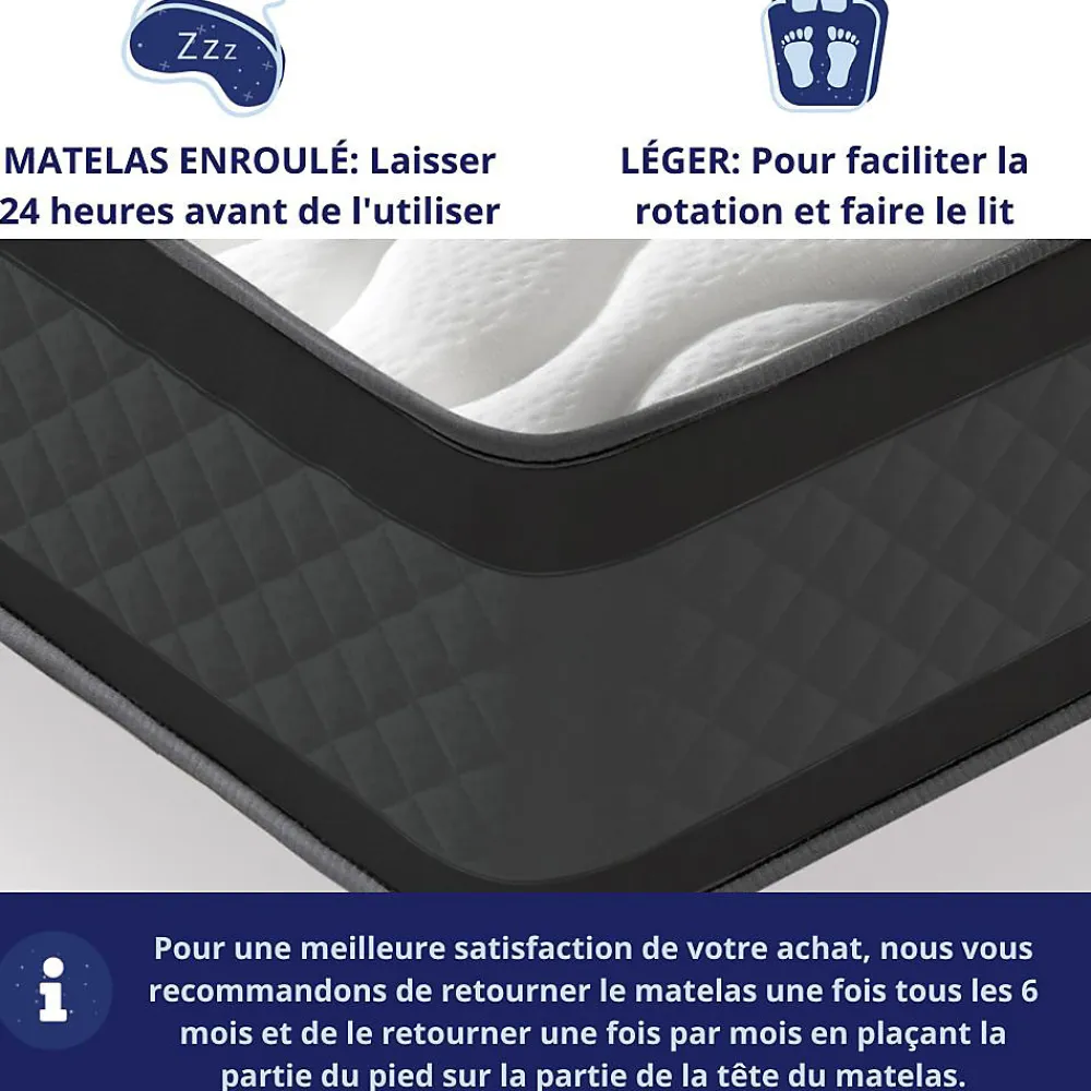 Matelas Mousse 180x200 Onyx, Ferme, Réversible, Côté Été/hiver, H20 Cm>Dagostino Home Discount