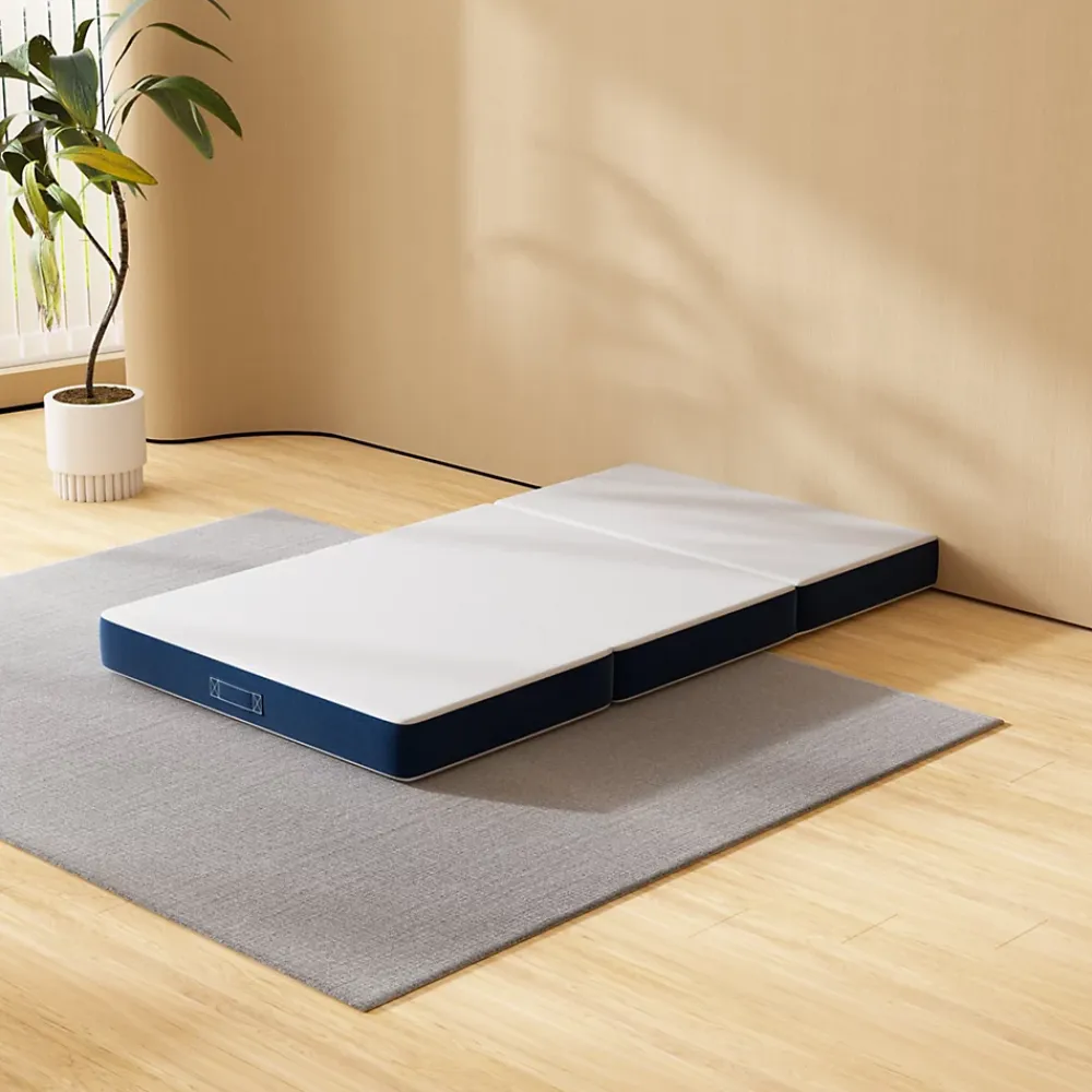 Teeno Matelas Pliant Triple 75X195CM, Matelas Polyvalent, 15cm Mousse épaisse, Housse Amovible et Lavable en Machine, Poignée de* Matelas
