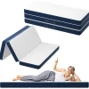 Matelas Pliant Triple 160X195CM, Matelas Polyvalent, 15cm Mousse épaisse, Housse Amovible et Lavable en Machine, Poignée de>Teeno Hot