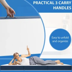 Matelas Pliant Triple 160X195CM, Matelas Polyvalent, 15cm Mousse épaisse, Housse Amovible et Lavable en Machine, Poignée de>Teeno Hot