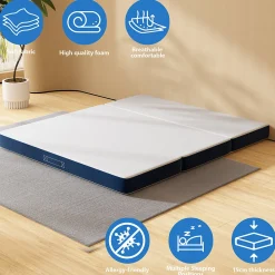 Matelas Pliant Triple 160X195CM, Matelas Polyvalent, 15cm Mousse épaisse, Housse Amovible et Lavable en Machine, Poignée de><noscript><img width=