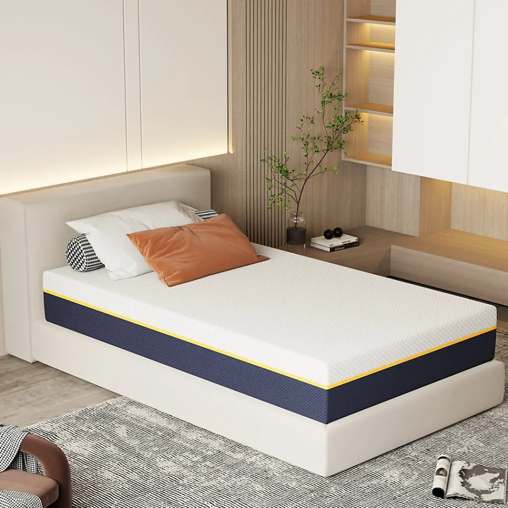 Teeno Matelas pour adulte 90 x 200 cm, épaisseur 21 cm (mousse à mémoire de forme + fibres de charbon de bambou)* Matelas