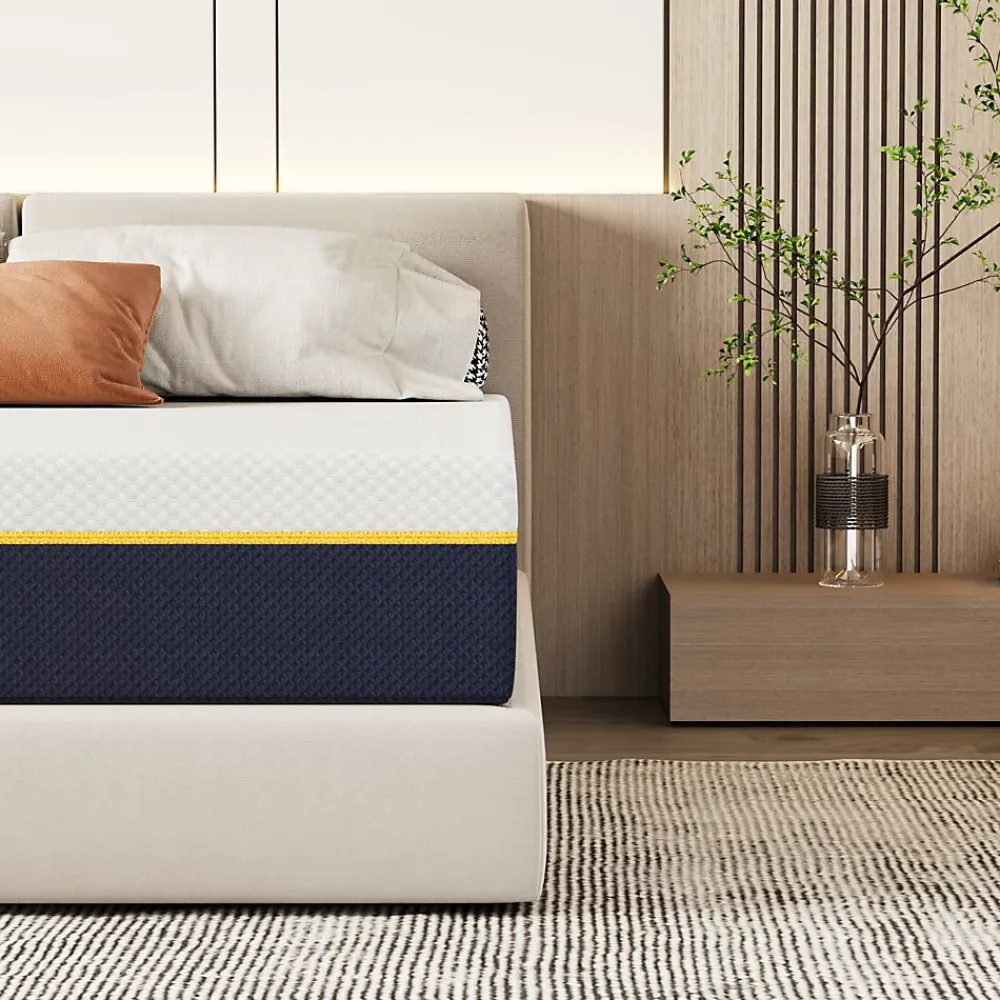 Teeno Matelas pour adulte 90 x 200 cm, épaisseur 21 cm (mousse à mémoire de forme + fibres de charbon de bambou)* Matelas