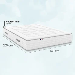 Matelas ressort 1600x2000 cm id literie soutien ferme accueil souple 7 zones epaisseur 30 cm protege-matelas><noscript><img width=
