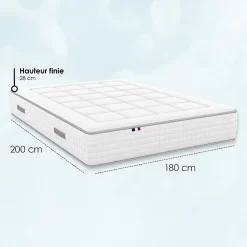 Idliterie Matelas ressorts ensachés PALACIO - soutien ferme et confort équilibré - 180 x 200 cm* Matelas