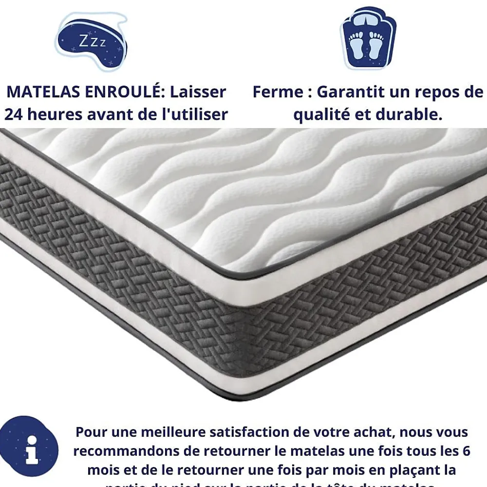 Matelas Ressorts Ensachés 140x190 Montecarlo, Ferme, Réversible, Côté Été/hiver, H25 Cm>Dagostino Home Best