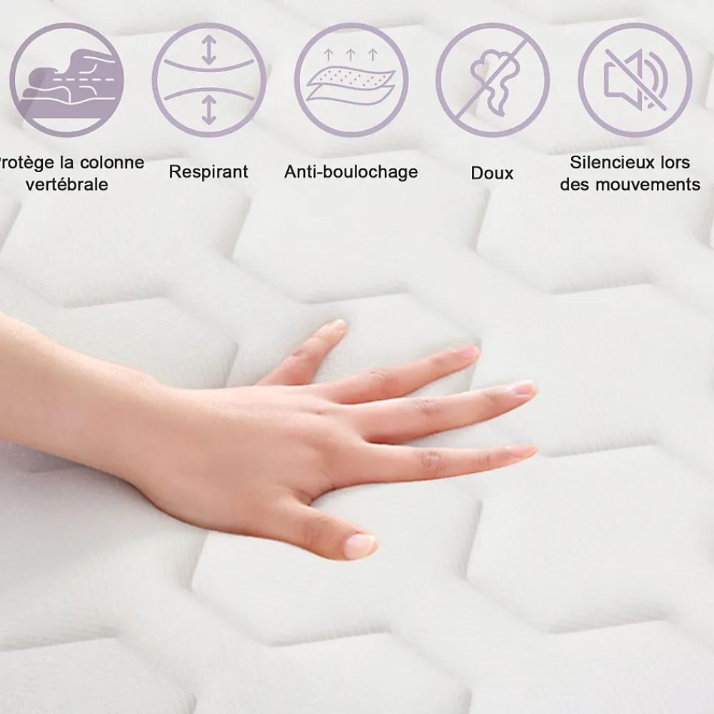 Matelas Ressorts 140x190 cm, Confort, 7 Zones Ergonomique,25 cm d'épaisseur>Teeno Online