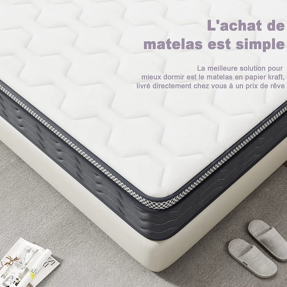 Matelas Ressorts 140x190 cm, Confort, 7 Zones Ergonomique,25 cm d'épaisseur>Teeno Online
