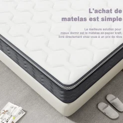 Matelas Ressorts 120x190 cm, Confort, 7 Zones Ergonomique,25 cm d'épaisseur><noscript><img width=