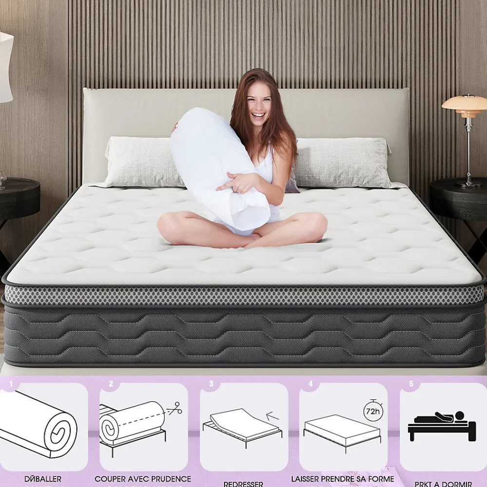 Matelas Ressorts 120x190 cm, Confort, 7 Zones Ergonomique,25 cm d'épaisseur>Teeno Discount