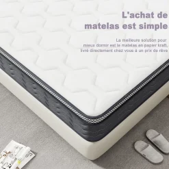Teeno Matelas Ressorts 160x200 cm, Confort, 7 Zones Ergonomique,25 cm d'épaisseur* Matelas