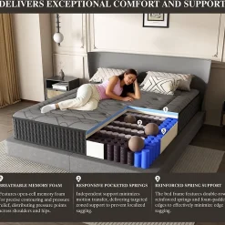 Teeno Matelas Ressorts 140x190 cm de Forme en Mousse et Ressorts, 30 cm Épaisseur* Matelas