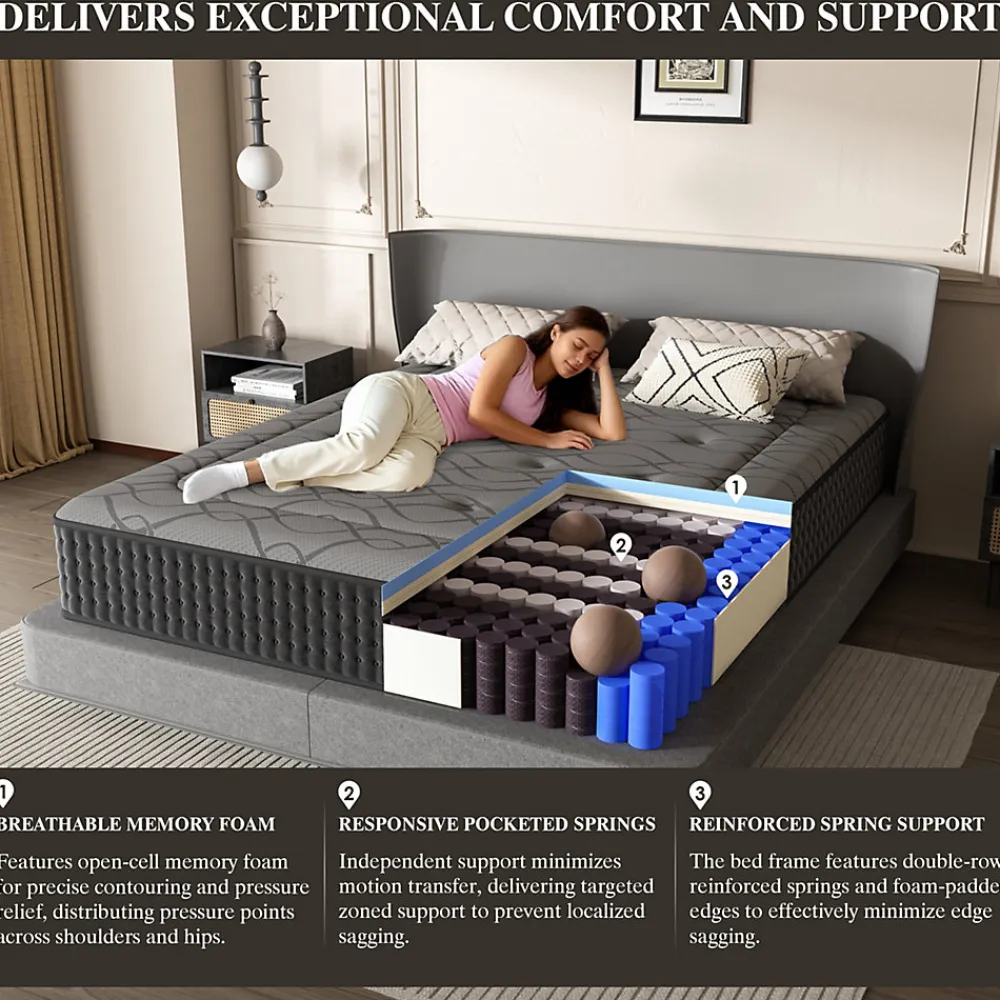 Matelas Ressorts 160x200 cm de Forme en Mousse et Ressorts, 28 cm Épaisseur>Teeno New