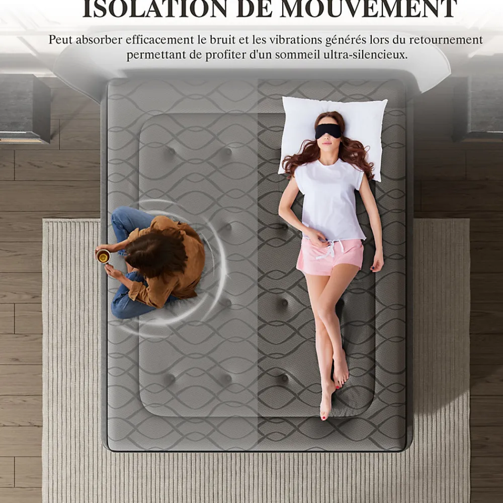 Matelas Ressorts 140x200 cm de Forme en Mousse et Ressorts, 28 cm Épaisseur>Teeno