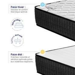Cosmos Matelas 160x200 - Épais 30 cm - Hybride - Blue Latex - Ressorts Ensachés - 7 zones - Face été/hiver - Confort Mi-Ferme - Gamma* Matelas