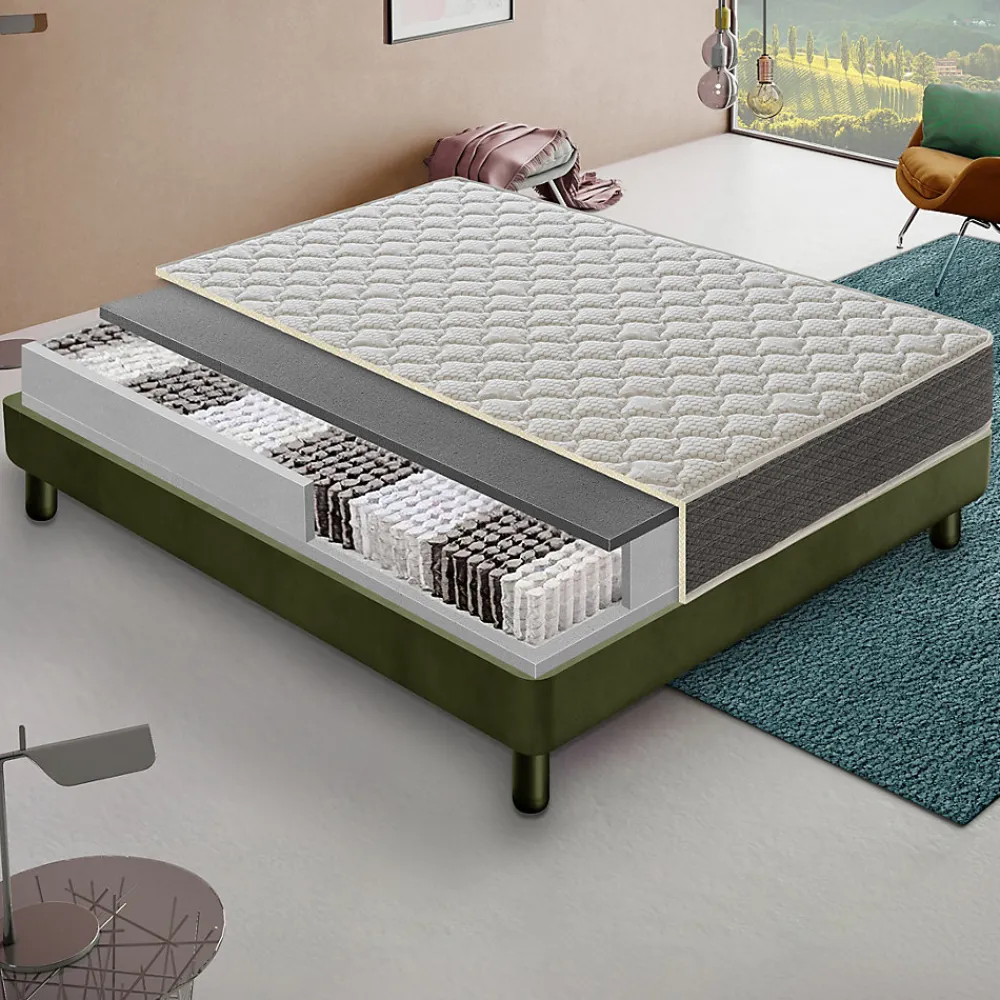 Matelas 90x190 800 ressorts ensachés - Mousse orthopédique 6 cm - Elastique et indéformable - Rigidité H4>Materassiedoghe