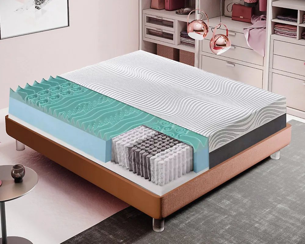 Matelas 120x190 800 ressorts et mémoire de forme - Mémoire de forme 3 cm - Housse amovible - Modèle Bacio>Materassiedoghe Online