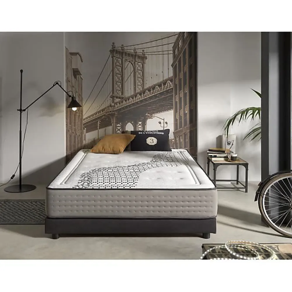 Eccox Matelas 120x180 Brooklyn Paradise Hauteur 24cm 2 Anti-acariens Respirant.* Matelas