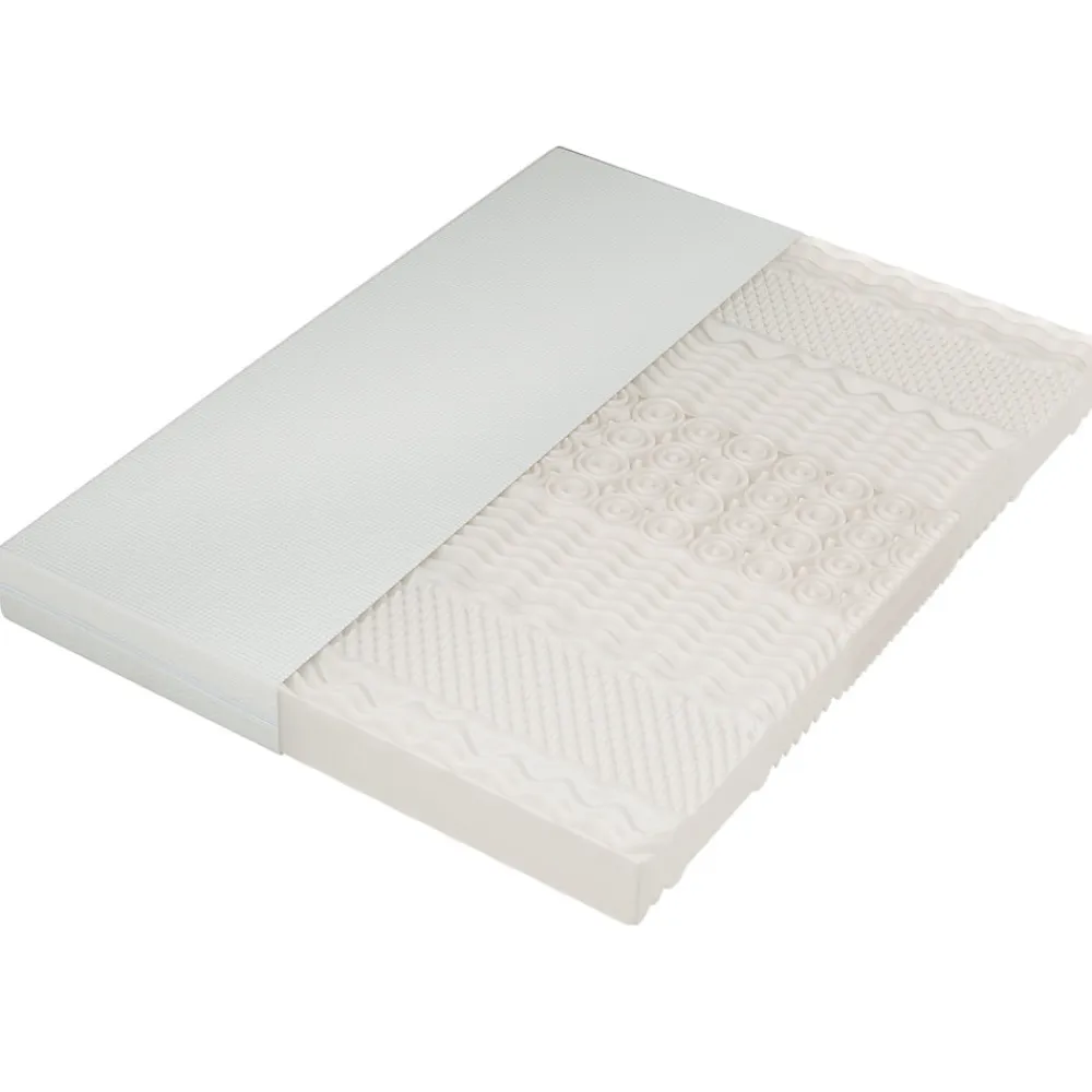 Matelas 160x200 cm - Ergonomique 7 Zones avec Mousse Froide, Confort H2 H3, Housse Amovible Lavable à Fermeture Éclair - Blanc>Okwish New