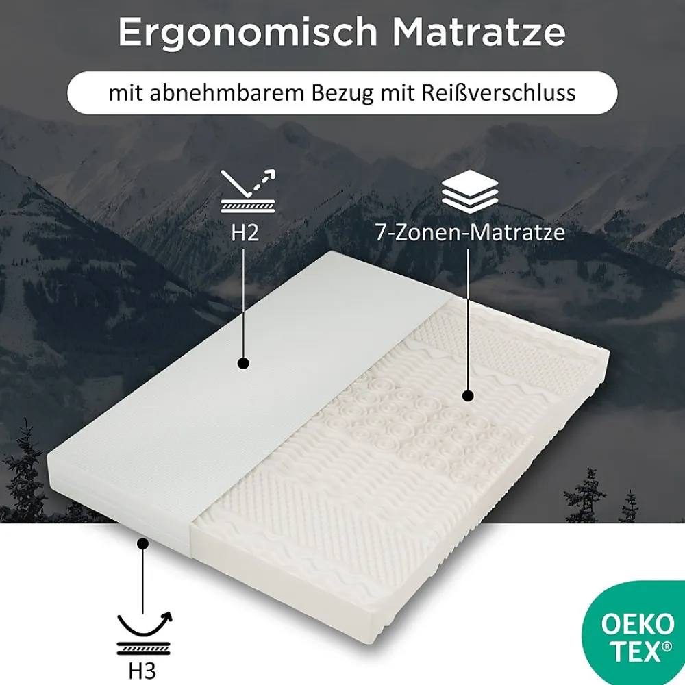 Matelas 160x200 cm - Ergonomique 7 Zones avec Mousse Froide, Confort H2 H3, Housse Amovible Lavable à Fermeture Éclair - Blanc>Okwish New