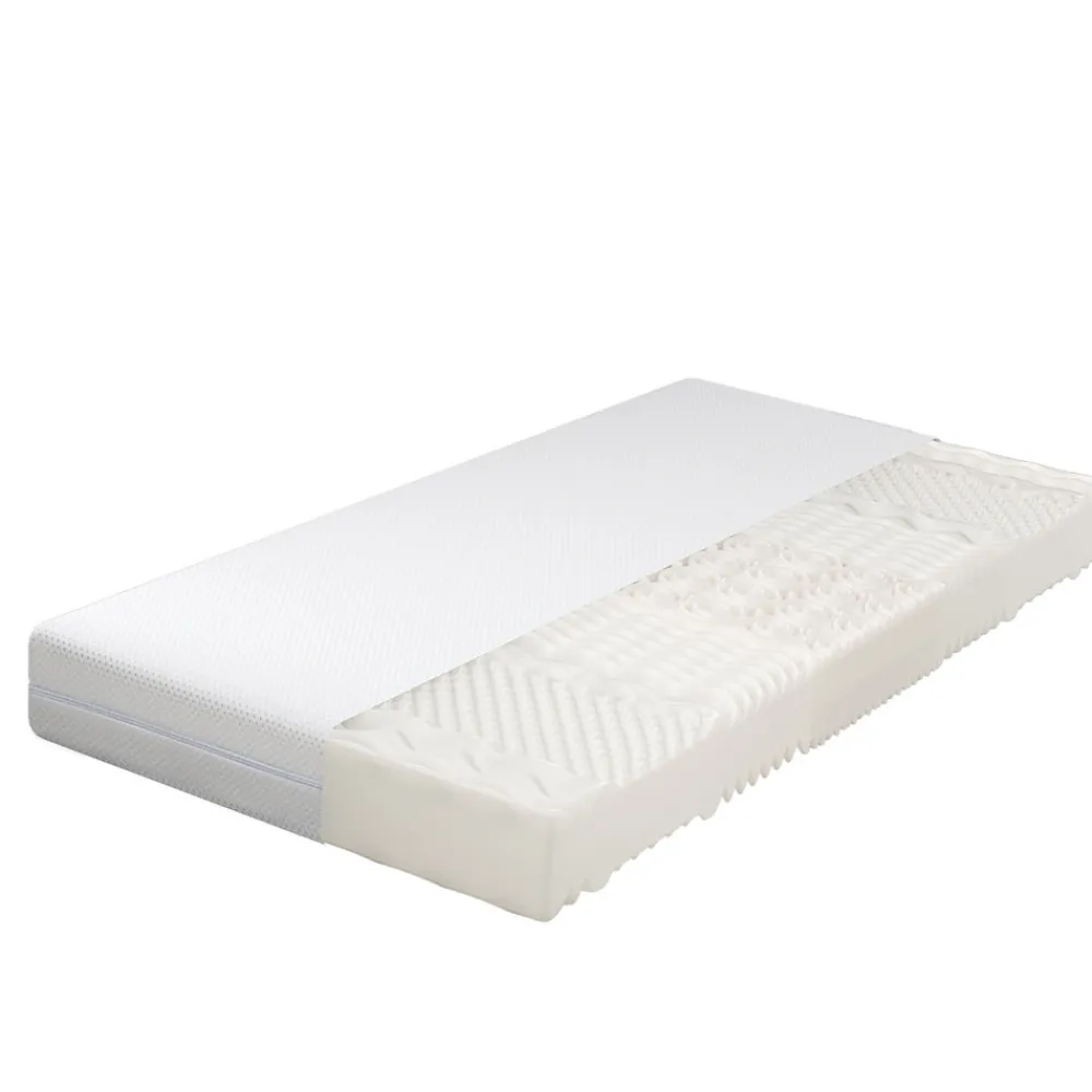 Matelas 90x200 cm - Ergonomique 7 Zones avec Mousse Froide, Confort H2 H3, Housse Amovible Lavable à Fermeture Éclair - Blanc>Okwish