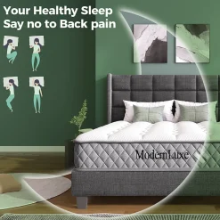 Matelas 140x200 cm - Matelas Orthopédique avec Ressorts ensachés 7 Zones et Mousse Froid - H3 Moyenne Ferme - 20 cm - Blanc><noscript><img width=