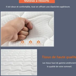 Okwish Matelas 90x200 cm - Matelas Ressorts avec Soutien Lombaire Ergonomique pour Enfant et Ado - Tissu, Métal, Roulé, Blanc* Matelas