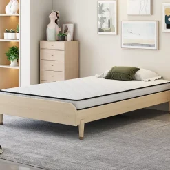 Okwish Matelas 90x200 cm - Matelas Ressorts avec Soutien Lombaire Ergonomique pour Enfant et Ado - Tissu, Métal, Roulé, Blanc* Matelas