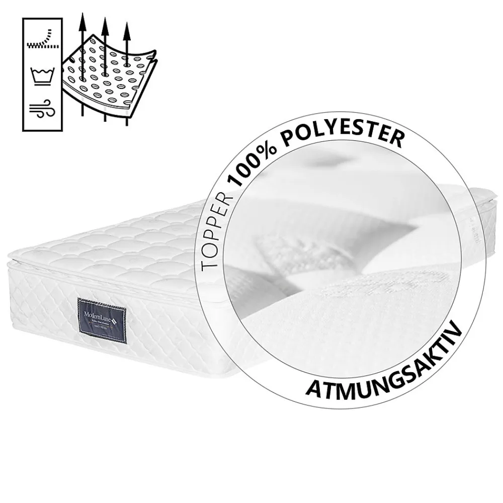 Matelas 90x200 cm à Ressorts Ensachés, Mousse Froide 7 Zones, Microfibre Matelassée, Fermeté H3, Hauteur 25 cm, Certifié Oeko-Tex>ProximaX Outlet