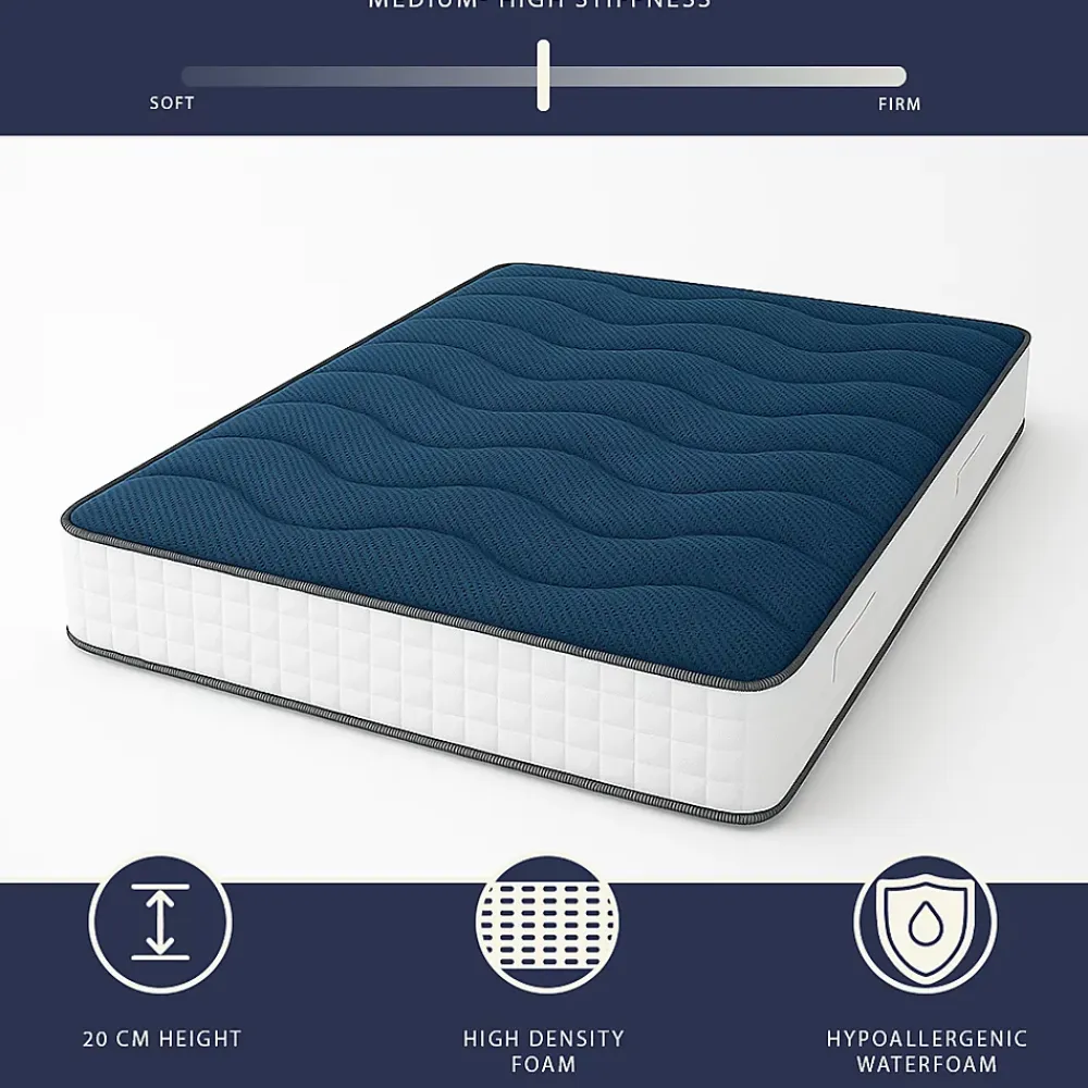 The White Stone Matelas 140x190 cm Waterfoam H20 cm Ferme Moyenne Médical Antiallergique Made in Italy* Matelas