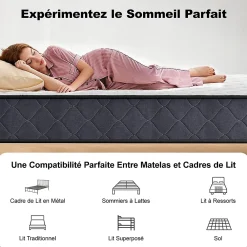 Teeno Matelas 140x190 Epaisseur 22CM Haute Densité* Matelas
