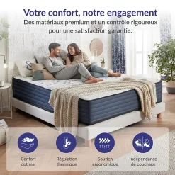 Naturalex Matelas 140x190 mémoire de forme - Épaisseur 21 cm - Blue Latex - 7 zones de confort - Hypoallergénique - Durable - Perfect Dream* Matelas