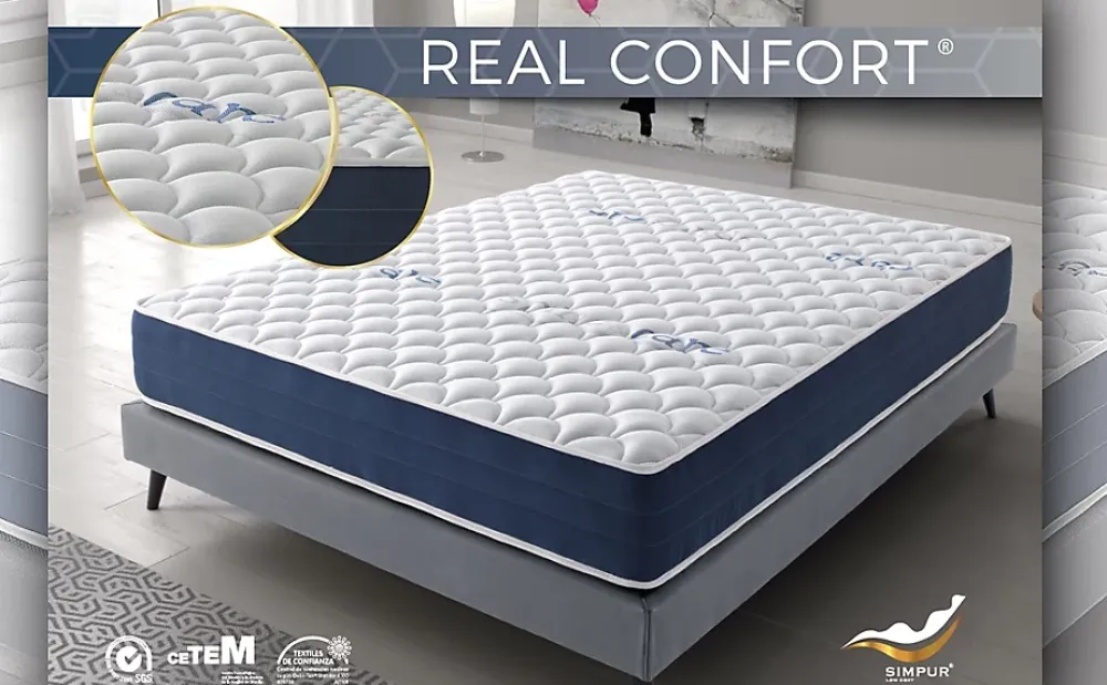 Simpur Low Cost Matelas 200x200 real confort - mousse à confort multizone visco soft épaisseur 25 cm - double face été-hiver* Matelas