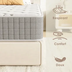 Matelas 160x200,22cm, Fermeté Moyenne, Soutien Parfait,Respirant,Réversible à Deux Faces Utilisables>Teeno Best