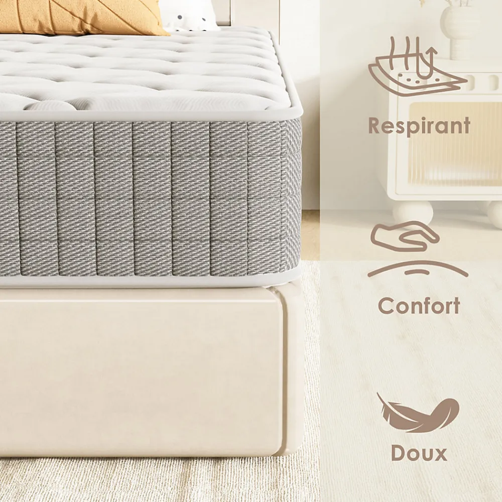 Matelas 160x200,22cm, Fermeté Moyenne, Soutien Parfait,Respirant,Réversible à Deux Faces Utilisables>Teeno Best
