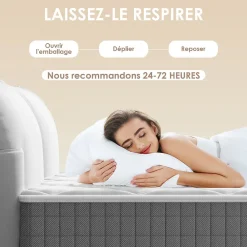 Matelas 160x200,22cm, Fermeté Moyenne, Soutien Parfait,Respirant,Réversible à Deux Faces Utilisables><noscript><img width=