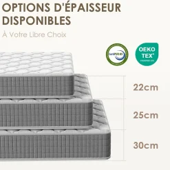 Matelas 160x200,22cm, Fermeté Moyenne, Soutien Parfait,Respirant,Réversible à Deux Faces Utilisables><noscript><img width=