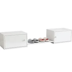 Meuble à chaussures 189x40x34,5 cm, multifonction, utilisable avec lit superposé, blanc><noscript><img width=