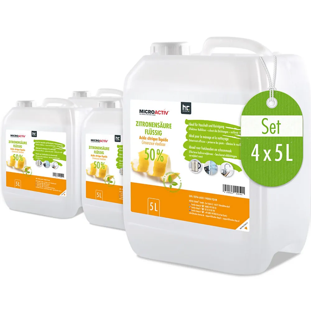 Microactiv Acide Citrique Liquide 50% Détartrant Polyvalent 4 x 5 L, Et Économique>Höfer Chemie Discount