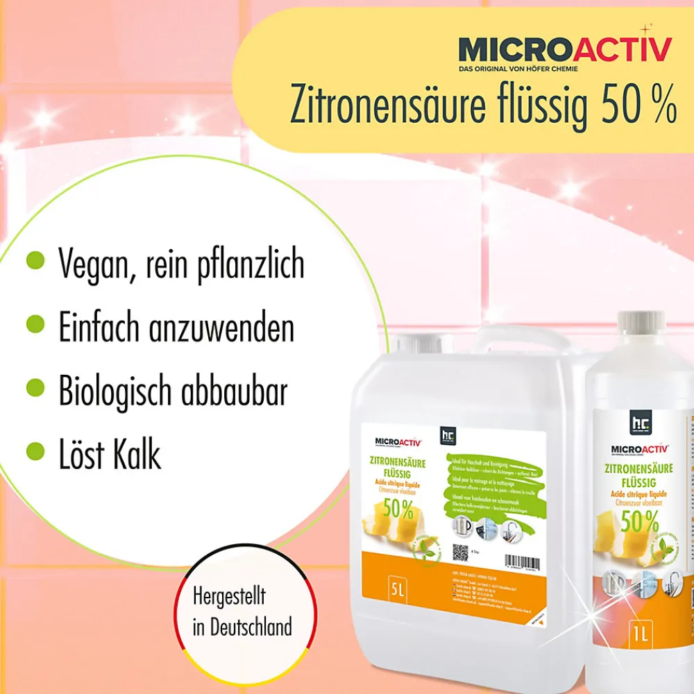 Microactiv Acide Citrique Liquide 50% Détartrant Polyvalent 4 x 5 L, Et Économique>Höfer Chemie Discount