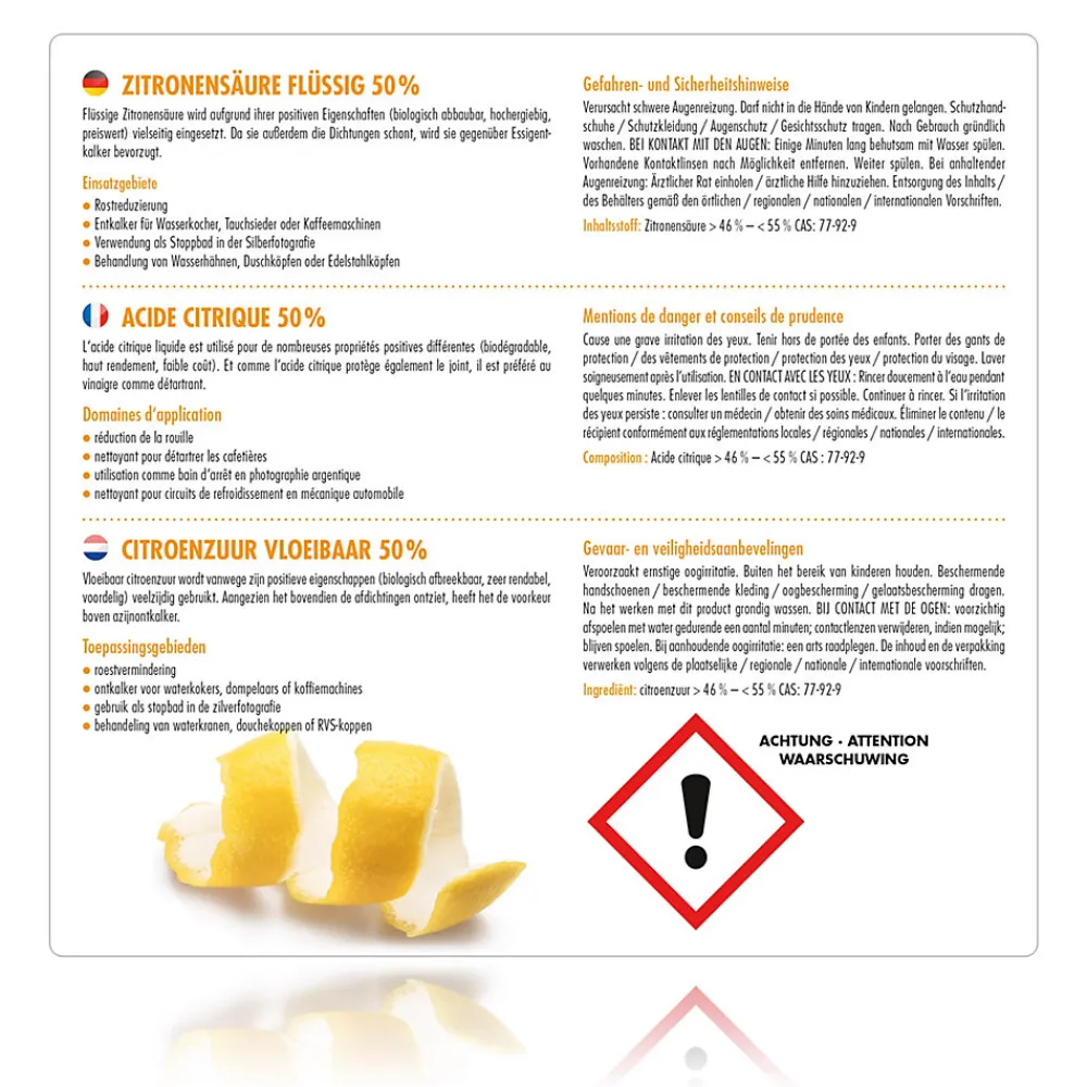 Microactiv Acide Citrique Liquide 50% Détartrant Polyvalent 1 x 5 L, Et Économique>Höfer Chemie Outlet