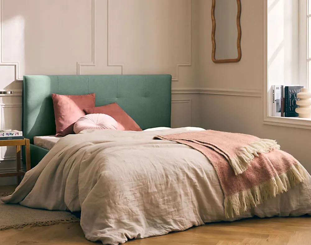 Best Mobilier Monet - lit - 160x200 - sommier inclus - en tissu -* Lit Double